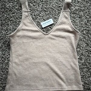 Old Navy Taupe V-Neck Knit Tank